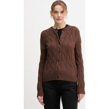 Dámské oblečení Vlněný kardigan Tommy Hilfiger WW0WW47463 hnědá 89X, vel. M