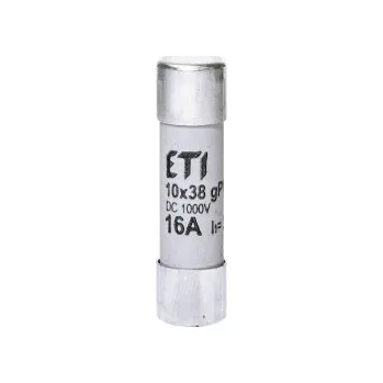 ETI CH10x38 gPV 16A/1000V *002625081 Válcová pojistková vložka, velikost CH10, charakteristika gPV, rozměry 10x38mm, In = 16A, Ic