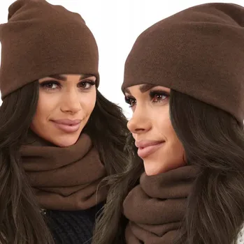 Čepice Fashionweek Dámská Souprava teplý pohodlný dámský set dámská čepice a šála cashmere touch S2468 Barva: Hnědý, Velikost: Universal