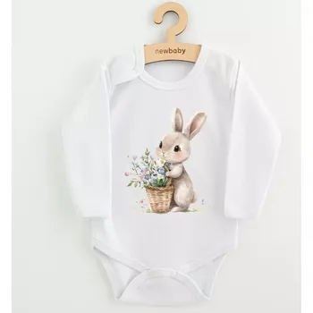 Kojenecké oblečení Dětské body s potiskem králíček s kytičkami new baby