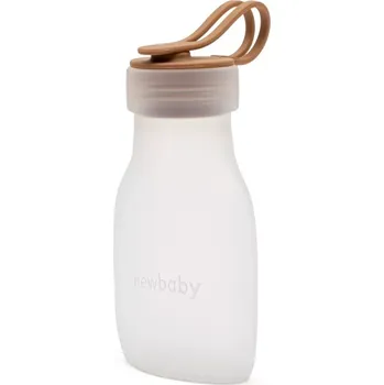 dětská jídelní sada Silikonový zásobník na mateřské mléko NEW BABY, hnědý 240 ml