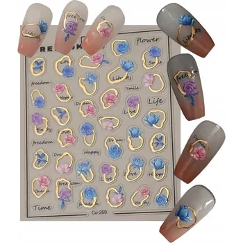 samolepka Samolepky 3D ozdoby na nehty, samolepicí květinky a vzory S43