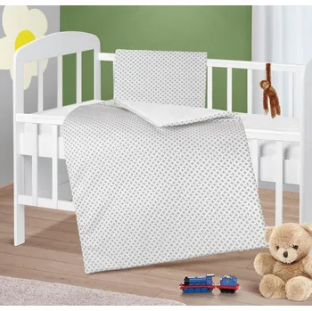 Bellatex Peřinka a polštářek pro kojence Kosočtverec šedá, bílá 75x100 cm , 42x32 cm