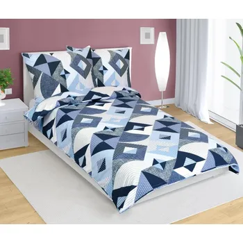 Povlečení Bellatex Povlečení bavlněné geometrie modrá 140x200, 70x90 cm