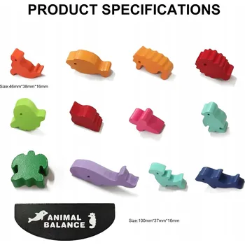 Dřevěná hračka KLOCKI DREWNIANE EDUKACYJNE BALANSUJĄCE BALANCOVACÍ ZVÍŘÁTKA ZOO - ROVNOVÁHA