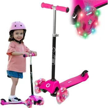 Koloběžka EVO dětská tříkolová koloběžka Light Up Mini Cruiser růžová se svítícími kolečky