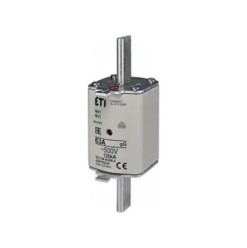 pojistka ETI NV/NH 1 gG KOMBI 63A/500V *004184220 Nožová pojistková vložka NV/NH KOMBI, velikost NH 1, charakteristika gG, In = 63A, Icn =