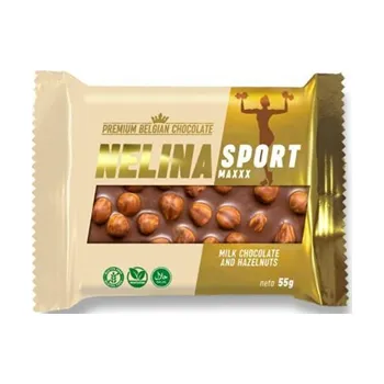 Čokoláda Nelly Chocolates Nelina Sport Mléčná čokoláda s lískovými oříšky 50g