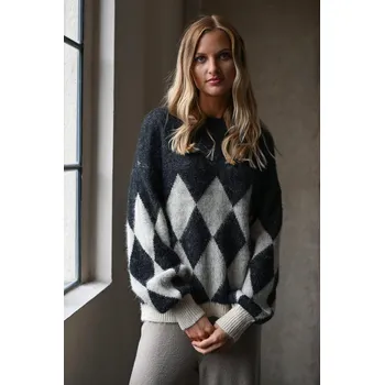 Dámský svetr ČERNÝ ARGYLE SVETR S VLNOU Only