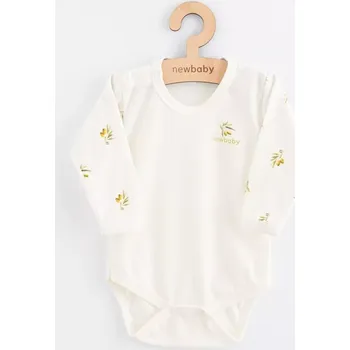 Kojenecký body kojenecké body s dlouhým rukávem z organické bavlny New Baby olivy, velikost 80 (9–12 měsíců)