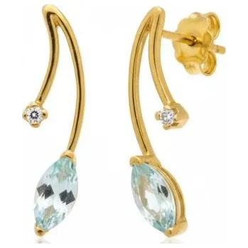 Náušnice ŠPERKY-NM, Zlaté náušnice s akvamarínem 1185