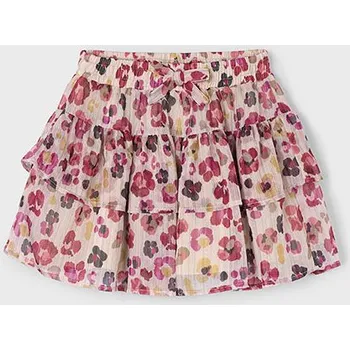 Dívčí sukně Sukně s volány šifónová Kytičky vínová MINI Mayoral velikost: 116