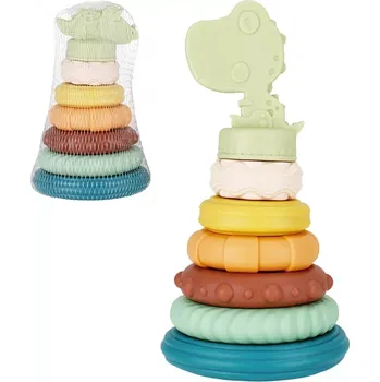Bab Bam silikonová skládací pyramida s dinosaurem pro miminka