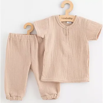 Kojenecká souprava kojenecká mušelínová souprava tričko a kalhoty new baby béžová 74 (6–9 m)