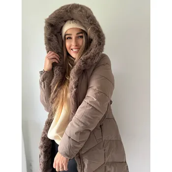 Dámská casual bunda Mishel Zimní bunda s kožíškem béžová Velikost: XL