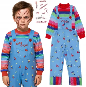 Karnevalový kostým KOSTÝM NA HALLOWEEN PANENKA CHUCKY PŘEVLEK DĚTSKÝ KOSTÝM 140 146