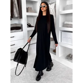 Dámské šaty Černé maxi dlouhé oversize šaty RAVONI Velikost: S/M