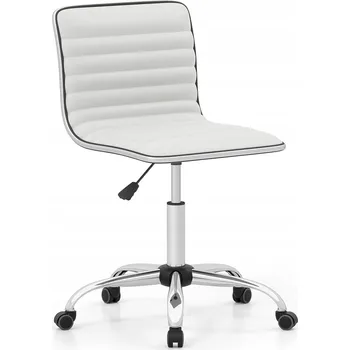 KANCELÁŘSKÁ ŽIDLE BEZ PODRUČEK OTOČNÁ NA KOLEČKÁCH BÍLÁ