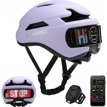 Cyklistická přilba Cyklistická helma Kask LED Rowerowy Szosowy Inteligentny Fiolet vel. M/L