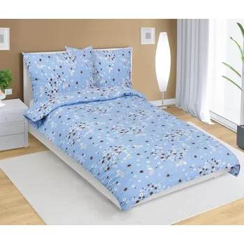 Povlečení Bellatex Povlečení krepové kytička modrá 140x220, 70x90 cm