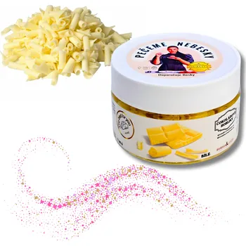 Jedlá dekorace na dort CZ distribuce Čokoládové hobliny bílé (80 g) Cukrářská ▹