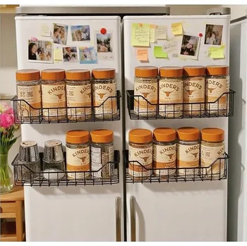 Obraz Magnetický organizér na koření závěsný stojící košík 4 ks