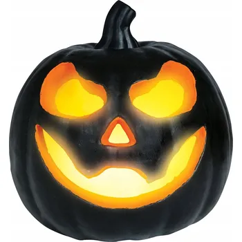 Party dekorace Zlověstná ČERNÁ DÝNĚ SVÍTÍCÍ lampion dekorace na HALLOWEEN 16 cm