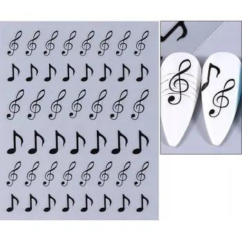 samolepka Samolepky 3D ozdoby na nehty - samolepící - houslový klíč a noty S31