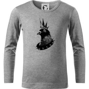 Chlapecké tričko Holub punk - Triko dětské Long Sleeve - 122 cm/6 let ( Tmavě šedý melír )