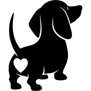 Samolepicí dekorace na vozidlo Samolepka jezevčík se srdíčkem na auto a motorku, tuning nálepka (6148)