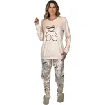 Benter Dámské mikroplyšové pyžamo s dlouhým rukávem OPOLON Barva: Meruňková, Velikost: 2XL