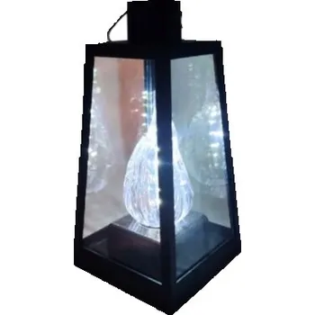 Svíčka LAMPION LUCERNA HŘBITOVNÍ SVÍČKA NA HROB VELKÝ PLAMEN BÍLÁ LED NA BATERIE 25CM