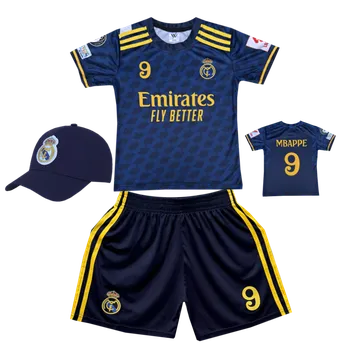 Míčový sport Numberoplus Premium dětský fotbalový dres + fotbalová kšiltovka - Real Madrid FC Emirates Fly Better - Kylian Mbappe 9 Velikost: 9-let.(vel.128)