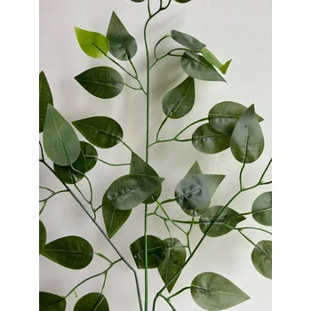 umělá květina Větev FIKUS, benjamin se světlým listem, nahoře zelená větvička 3-ramenná 60 cm