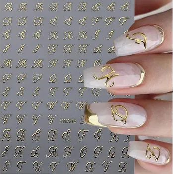 samolepka Samolepky 3D ozdoby na nehty samolepící zlaté písmenka S36