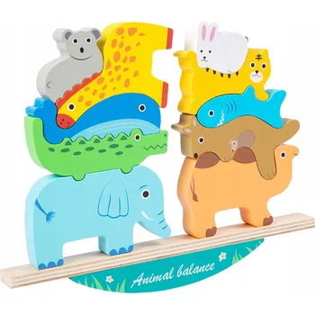 Dřevěná hračka DŘEVĚNÁ BALANČNÍ ZVÍŘÁTKA PRO DĚTI - KREATIVNÍ SKLÁDAČKA
