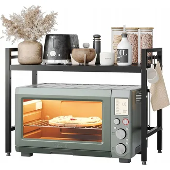 regál Police Stojan Nad Mikrovlnku Se 6 Háčky Nastavitelný Kovový Organizér