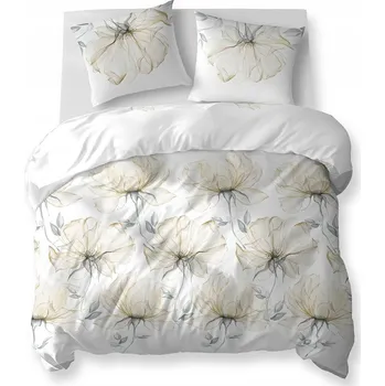 Povlečení Elegantní bavlněné povlečení 160x200 květiny bílošedé 70B