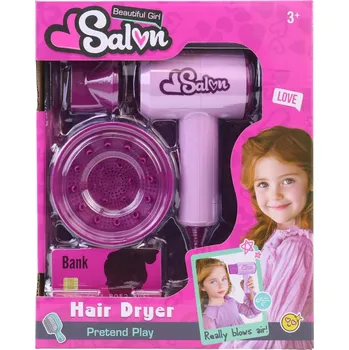 Dětská kuchyňka Kadeřnický dětský set funkční fén se dvěma nástavci na baterie