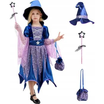 Karnevalový kostým KOSTÝM KOSTÝM ČARODĚJNICE VÍLY METLA KLOBOUK HALLOWEEN 146 / 152