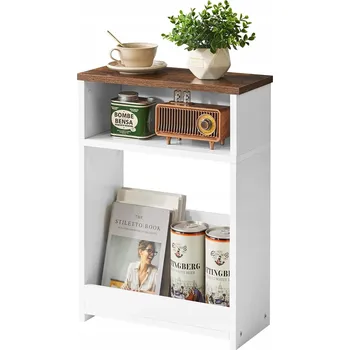 Konferenční stolek Konferenční stolek IBU obdélníkový 40 x 18 x 56 cm bílý, odstíny hnědé