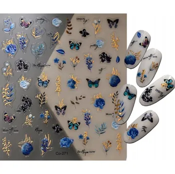 samolepka Samolepky 3D ozdoby na nehty samolepící květiny vzory S44