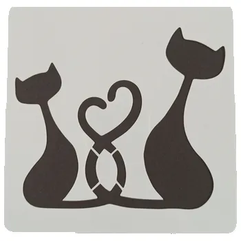 Šablona plastová pro kreativní tvoření - 15 x 15 - kočky č.5