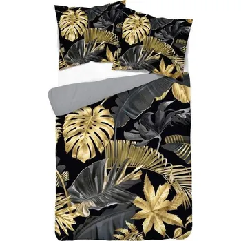 Povlečení DETEXPOL Francouzské povlečení 3D Zlaté listy micro Polyester - mikrovlákno, 220/200, 2x70/80 cm