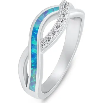 Prsten Brilio Silver Elegantní stříbrný prsten se zirkony a syntetickým opálem RI126WLB 52 mm + 2 měsíce na vrácení zboží