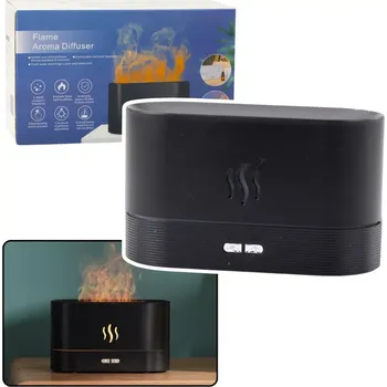 Zvlhčovač vzduchu Ultrazvukový zvlhčovač vzduchu s efektem plamene, černý, 180 ml