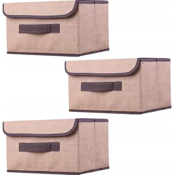 Úložný box ORGANIZERY PUDEŁKA SKŁADANE DO PRZECHOWYWANIA S UCHYTY A VÍKEM BÉŽOVÉ