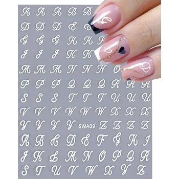 samolepka Samolepky 3D ozdoby na nehty samolepící - bílá písmena S35