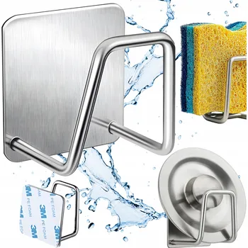 Obraz METALOWY UCHWYT NA MAGICZNĄ GĄBKĘ houbičky STŘÍBRNÝ DO KUCHYNĚ DŘEZU NA STĚNU