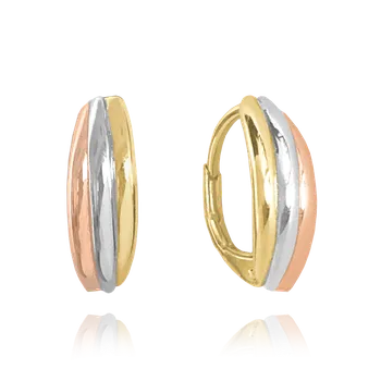 Náušnice Moonlit Stříbrné tříbarevné náušnice se zapínáním na patent